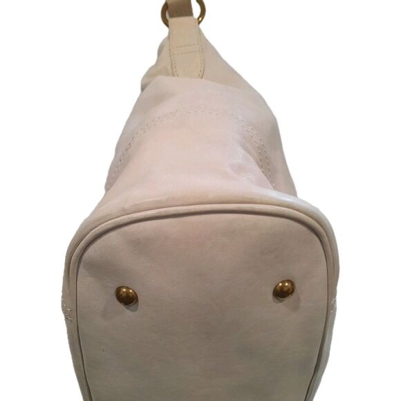 Frye Hobo Fold Over Stone Beige Leather Campus Madison Shoulder Purse Bag Medium - Picture 7 of 9